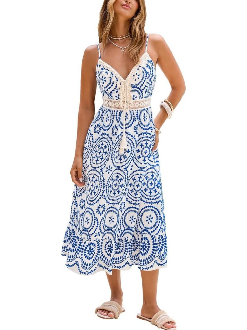 Boho Sleeveless Midi Dress for Women | Summer Sundress 2026 | Casual & Chic